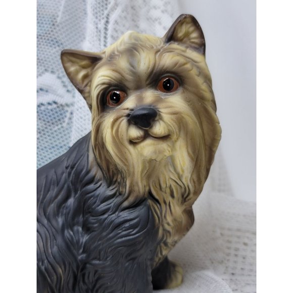 Vintage Yorkshire Terrier Porcelain Figurine Dog Figurine Yorkie 7" Tall - Picture 3 of 9